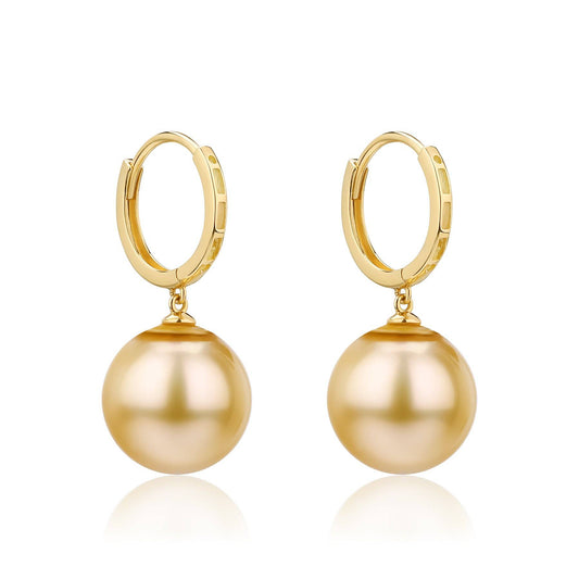 Gold South Sea Pearl Daisy Design Earrings