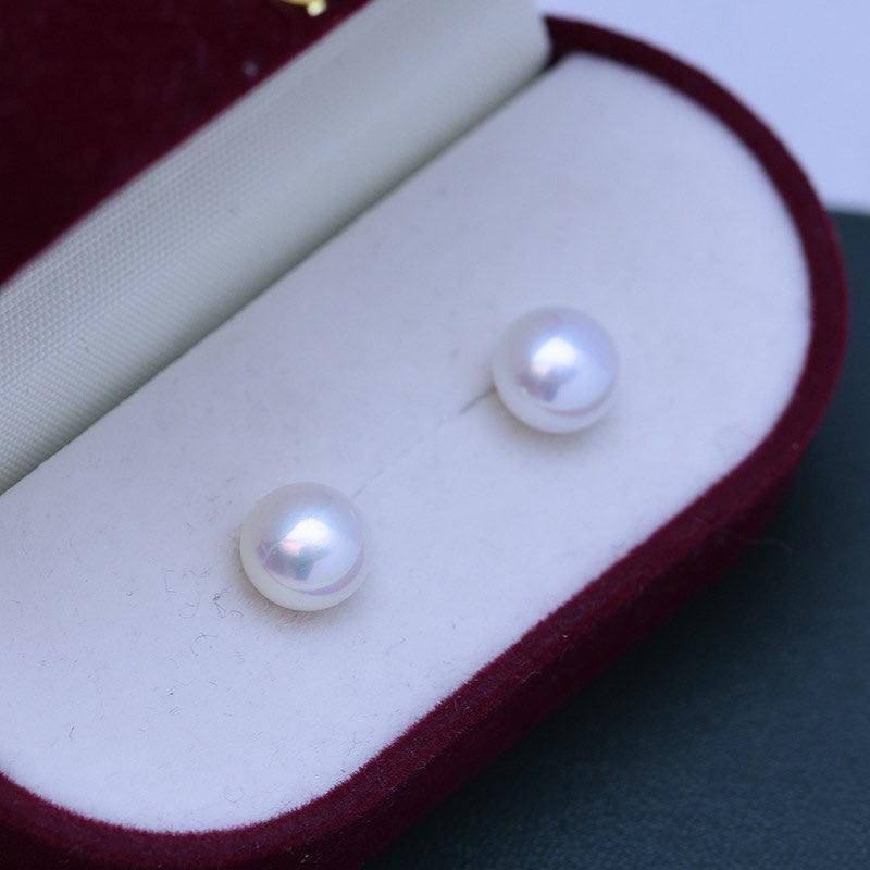 Classic Button Freshwater Pearl Stud Earrings 11-12mm