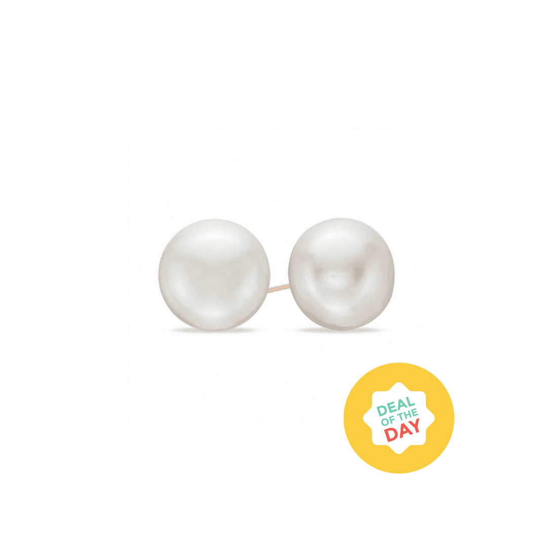 Classic Button Freshwater Pearl Stud Earrings 11-12mm