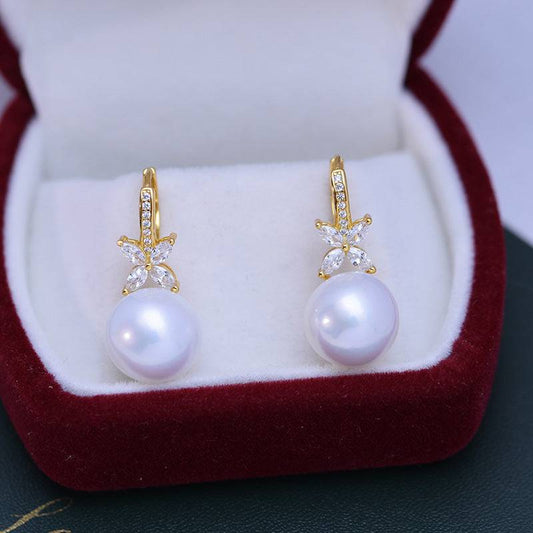 CZ Pearl Earrings in 11-12mm Size