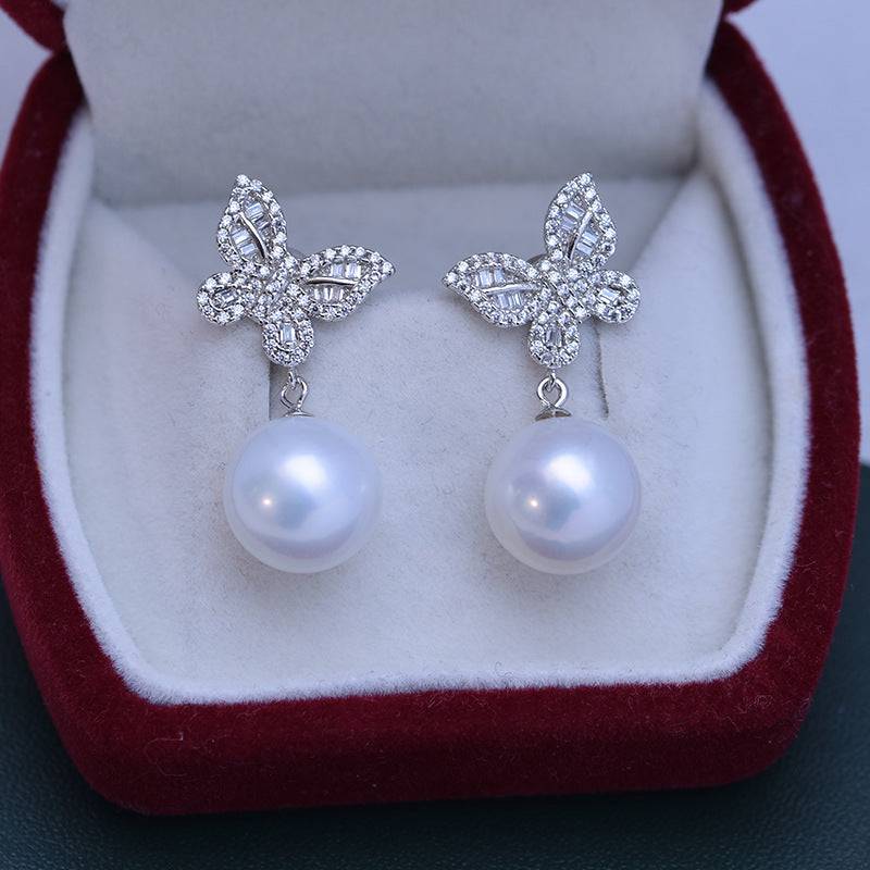 Butterfly Silver Earrings with Freshwater Pearls