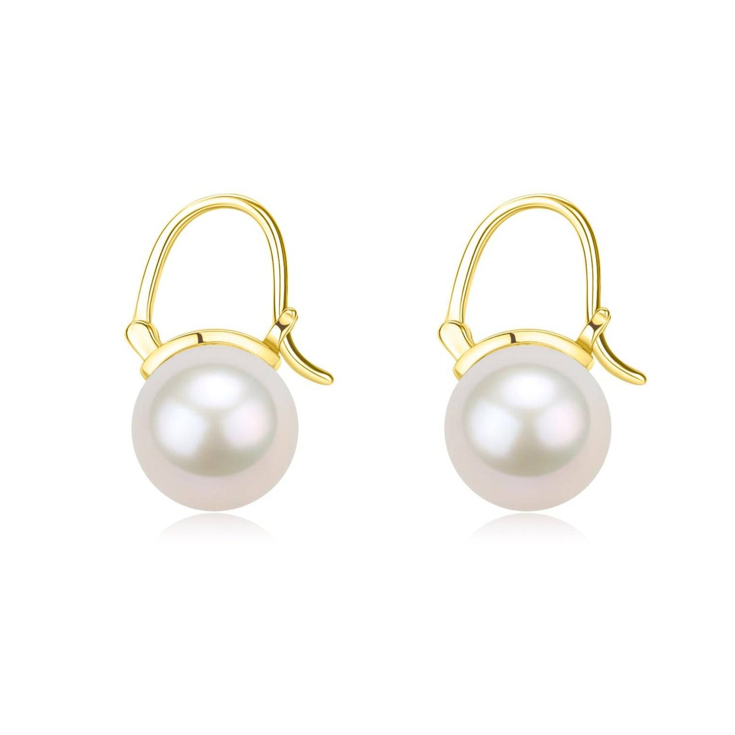 Modern Bucket-Shaped Freshwater Pearl Earrings