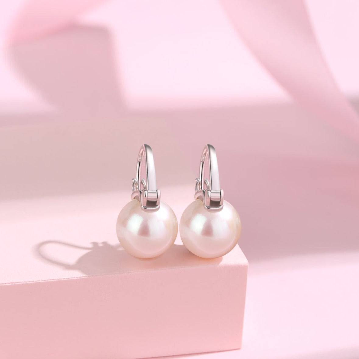 Modern Bucket-Shaped Freshwater Pearl Earrings