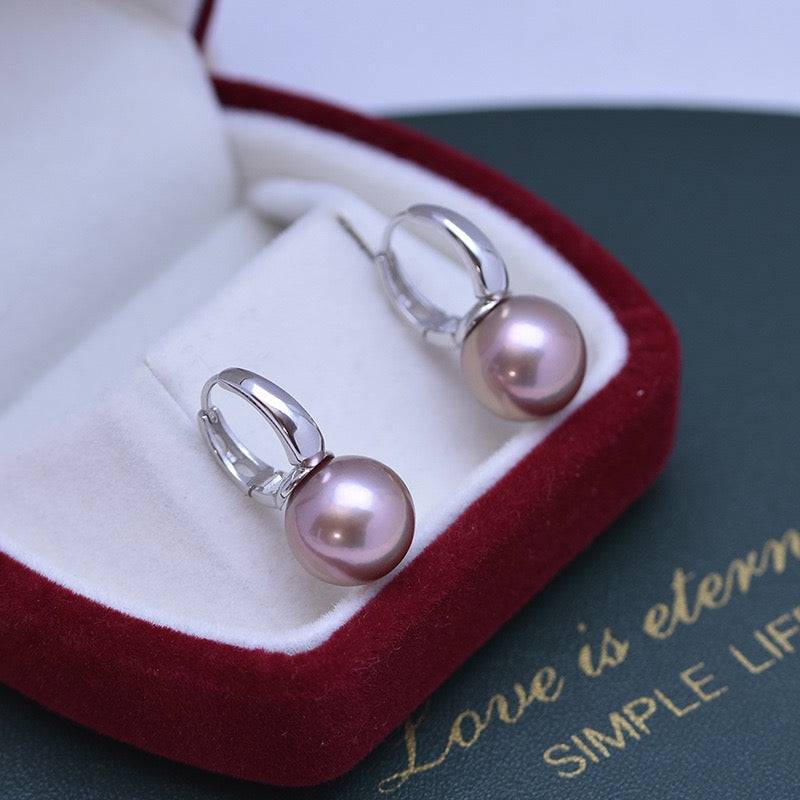 Freshwater Pearl Round Hoop Earrings in 11-12mm