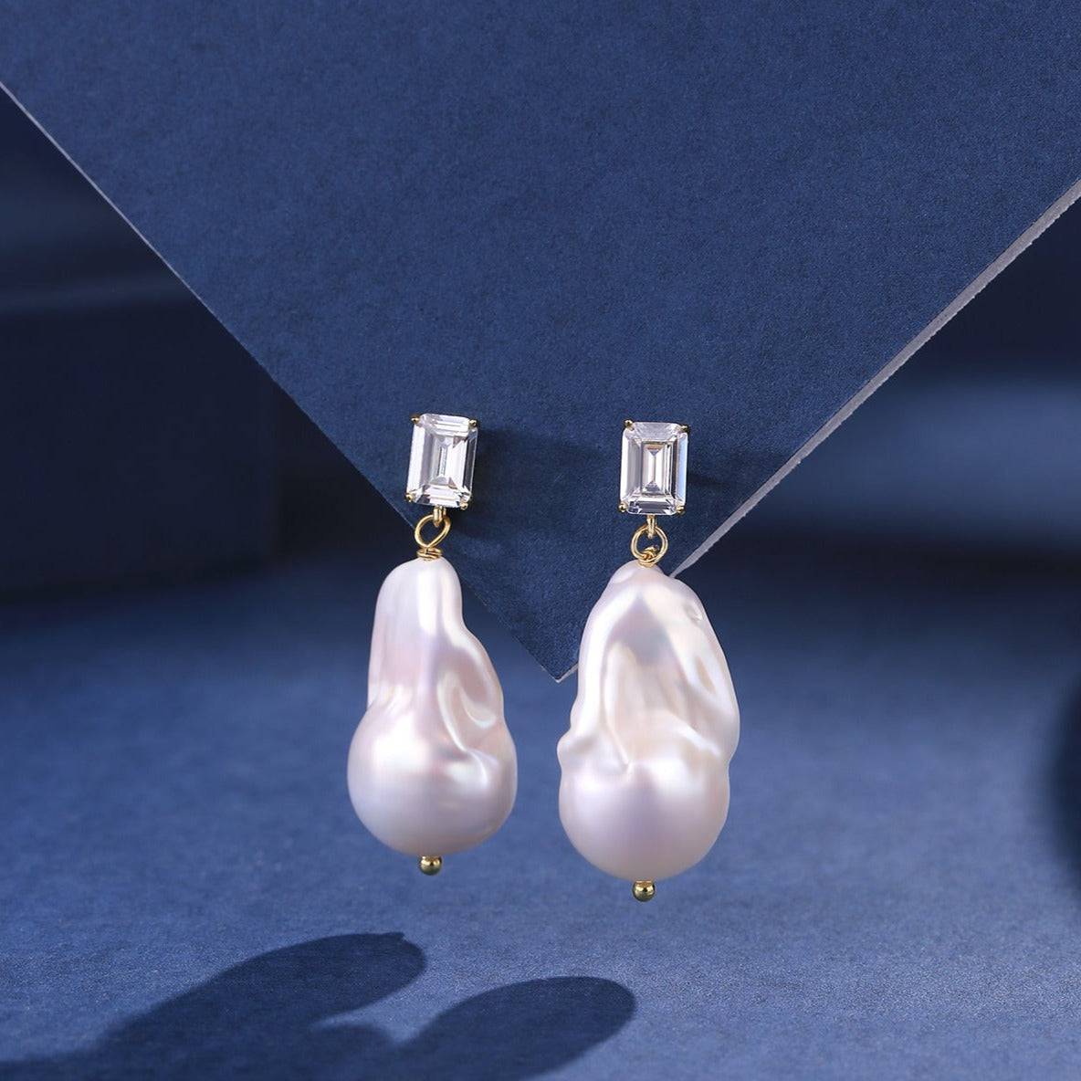 Baroque Pearl Earrings with Cubic Zirconia