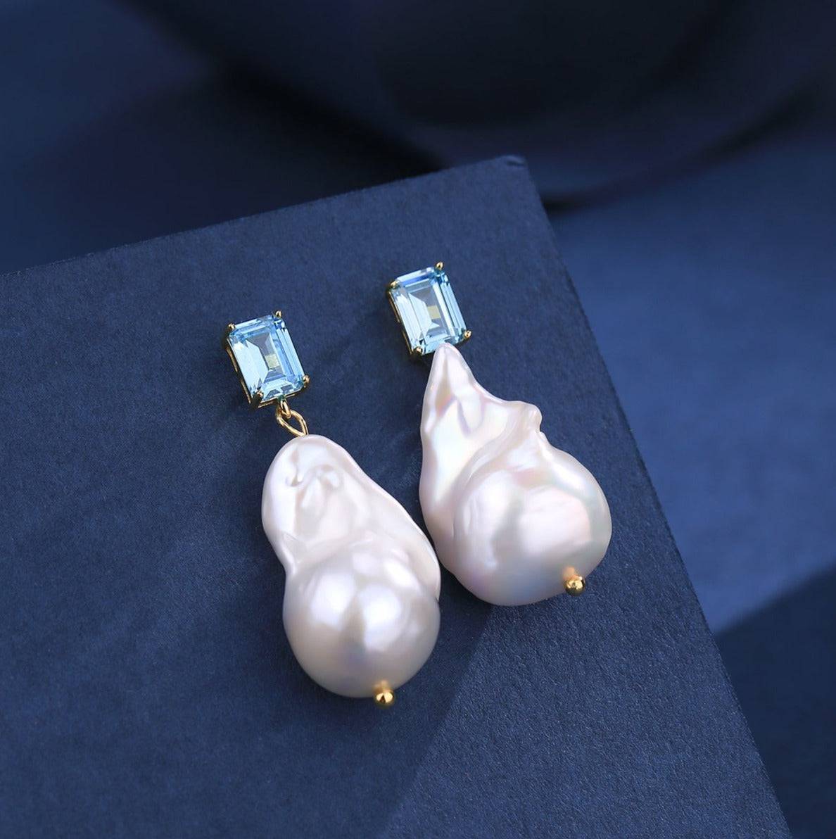 Baroque Pearl Earrings with Cubic Zirconia