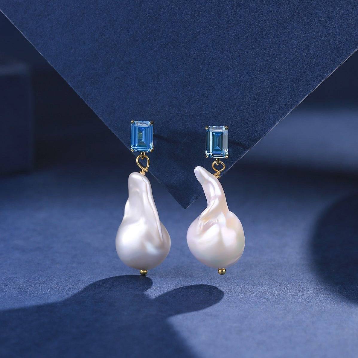 Baroque Pearl Earrings with Cubic Zirconia