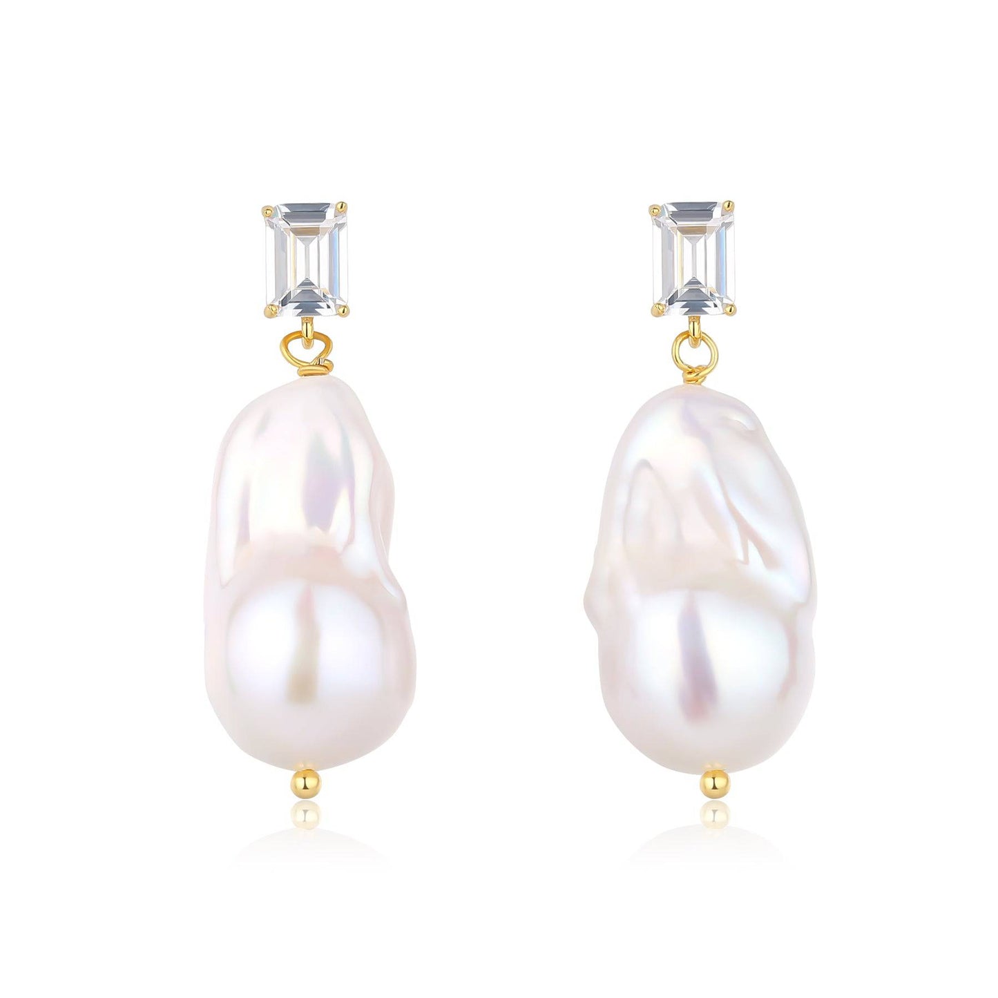 Baroque Pearl Earrings with Cubic Zirconia