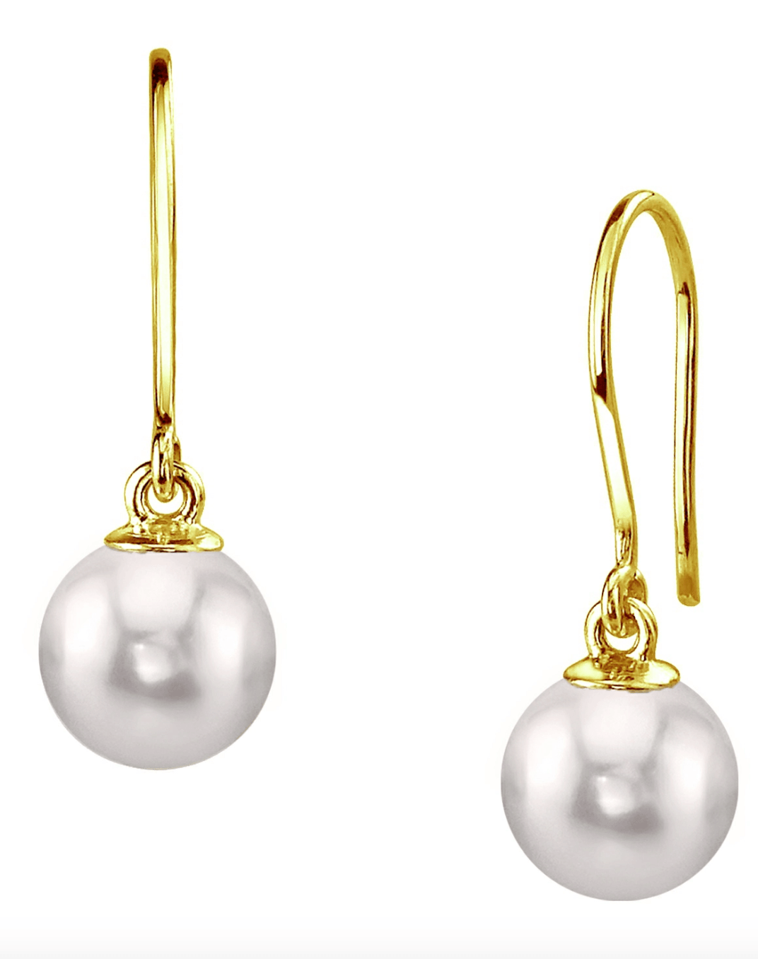 White Akoya Pearl Drop Earrings with 7-7.5mm Pearls