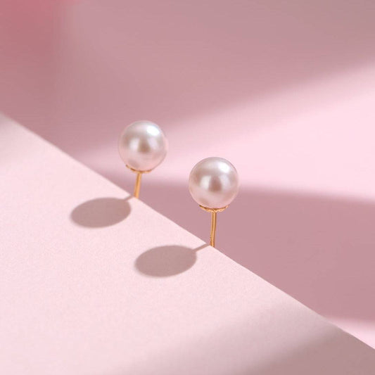 Silver Stud Earrings with Seawater Akoya Pearls