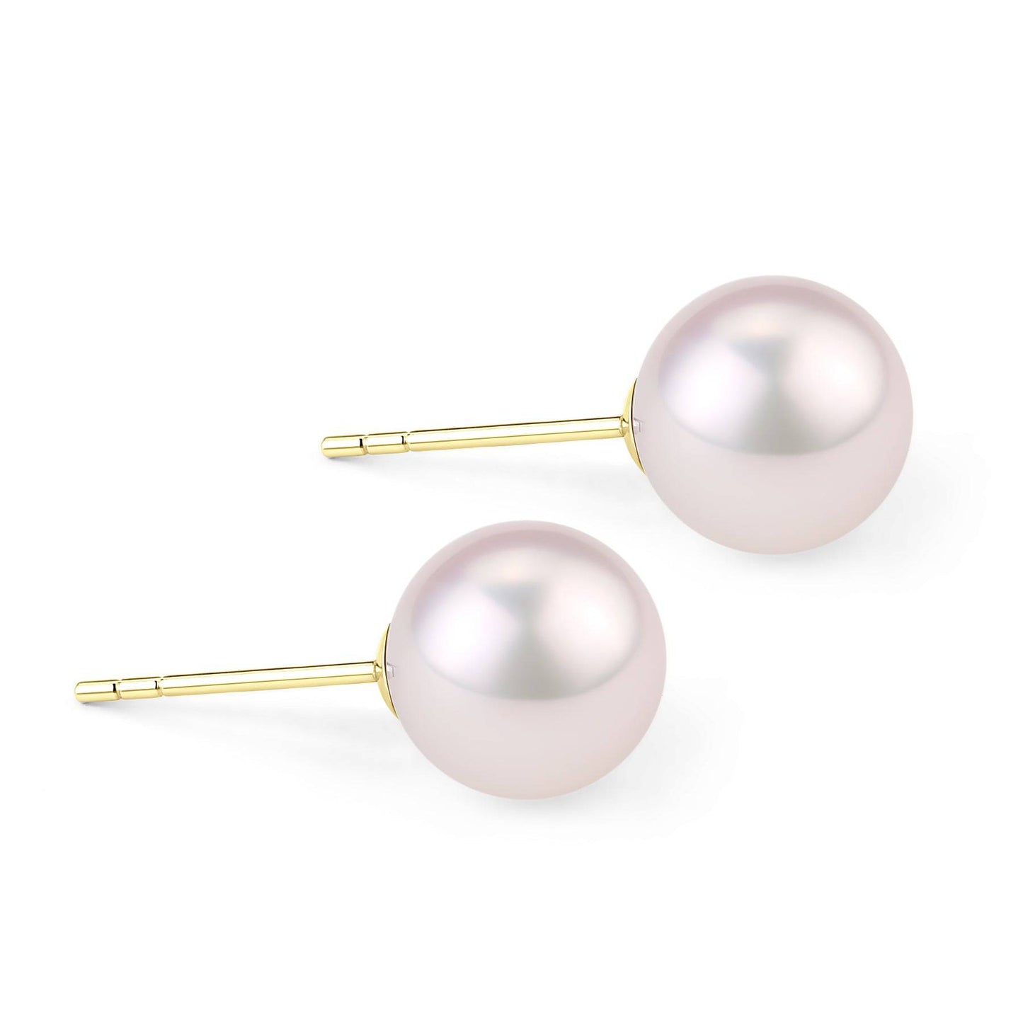 White Akoya Round Pearl Stud Earrings 5.5 to 8.5mm