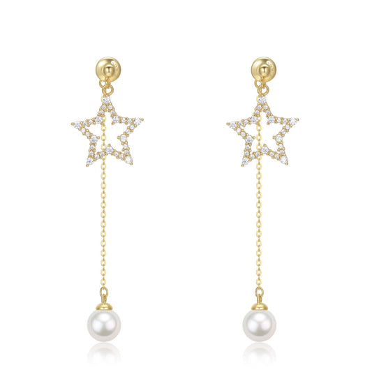 Freshwater Pearl and CZ Star Earrings set