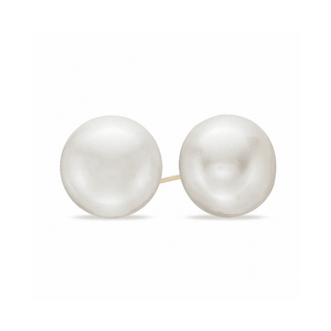 Classic Button Freshwater Pearl Stud Earrings 7-13mm