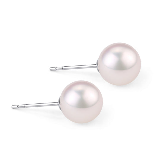 Sterling Silver Akoya Pearl Stud Earrings 7-7.5mm