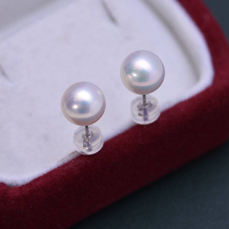 Elegant White Freshwater Pearl Stud Earrings