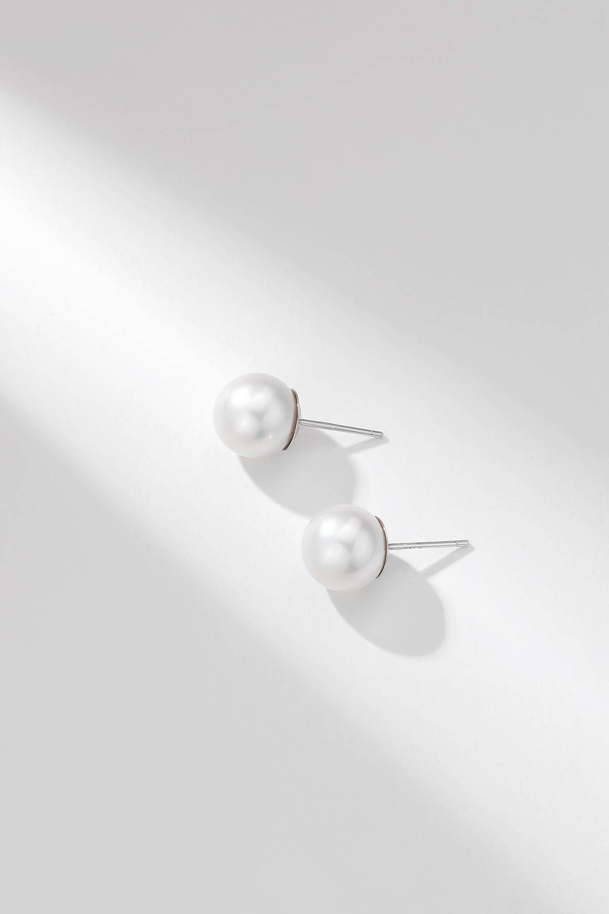 Elegant White Freshwater Pearl Stud Earrings