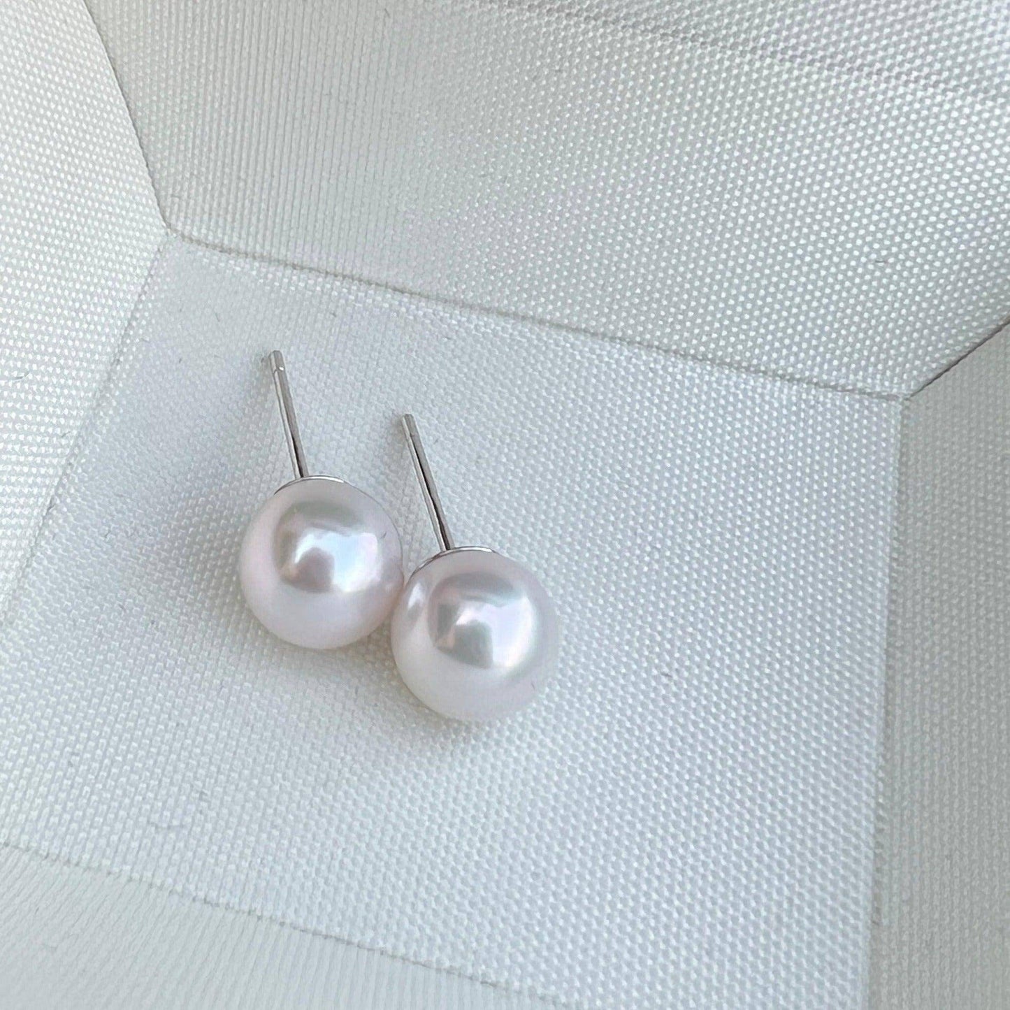 Akoya Pearl Stud Earrings in Silver