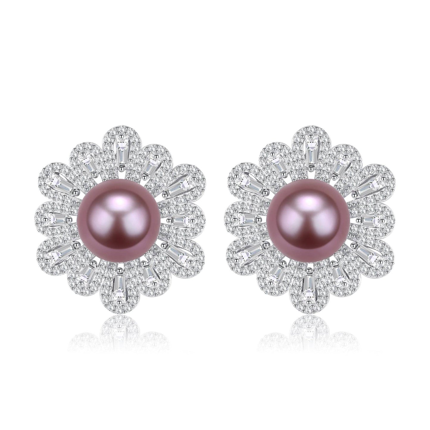 Floral Design 9-10mm Freshwater Pearl Earrings