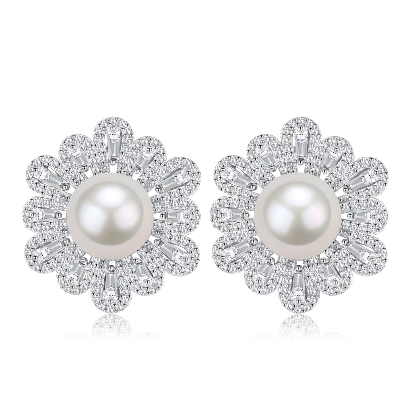 Floral Design 9-10mm Freshwater Pearl Earrings