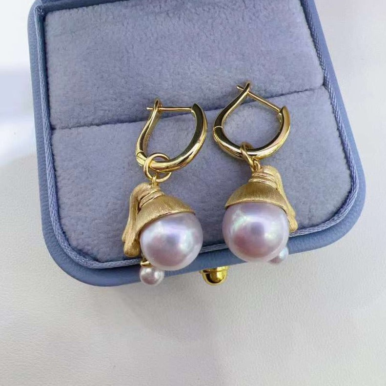 Freshwater Pearl Girl Pendant Drop Earrings