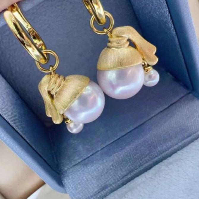 Freshwater Pearl Girl Pendant Drop Earrings