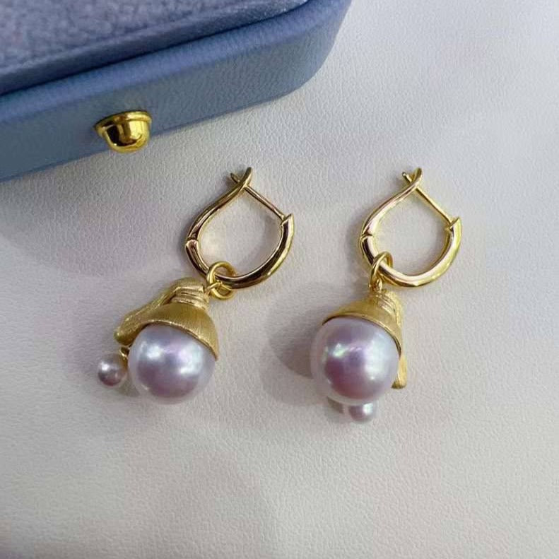 Freshwater Pearl Girl Pendant Drop Earrings