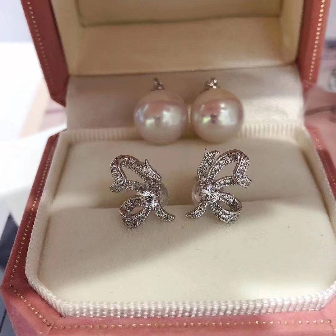 Butterfly Stud Detachable Pearl Earrings