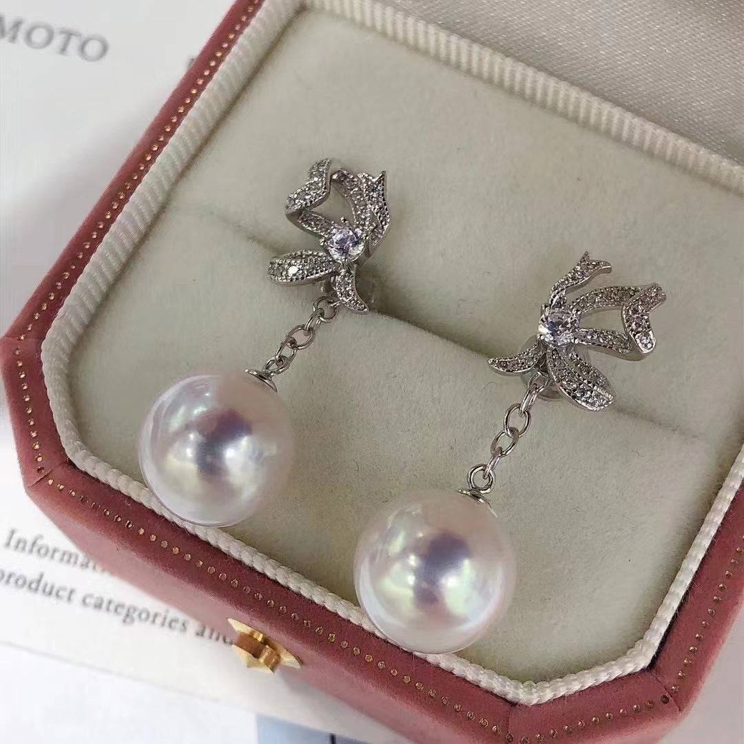 Butterfly Stud Detachable Pearl Earrings