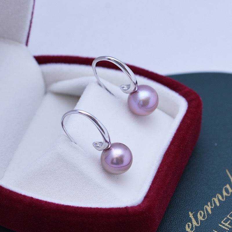 Freshwater Purple Pearl Large Hook Earrings Set