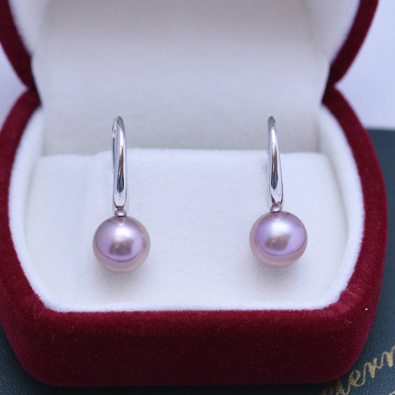 Freshwater Purple Pearl Large Hook Earrings Set