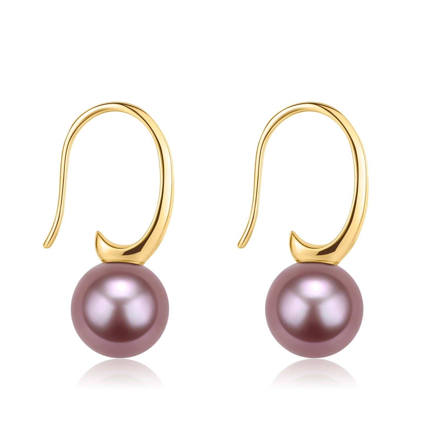 Freshwater Purple Pearl Large Hook Earrings Set