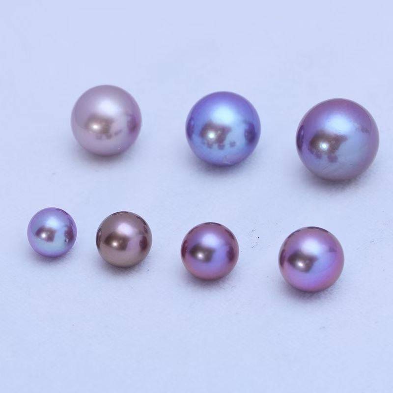 Purple Freshwater Pearl Floral Stud Earrings Set