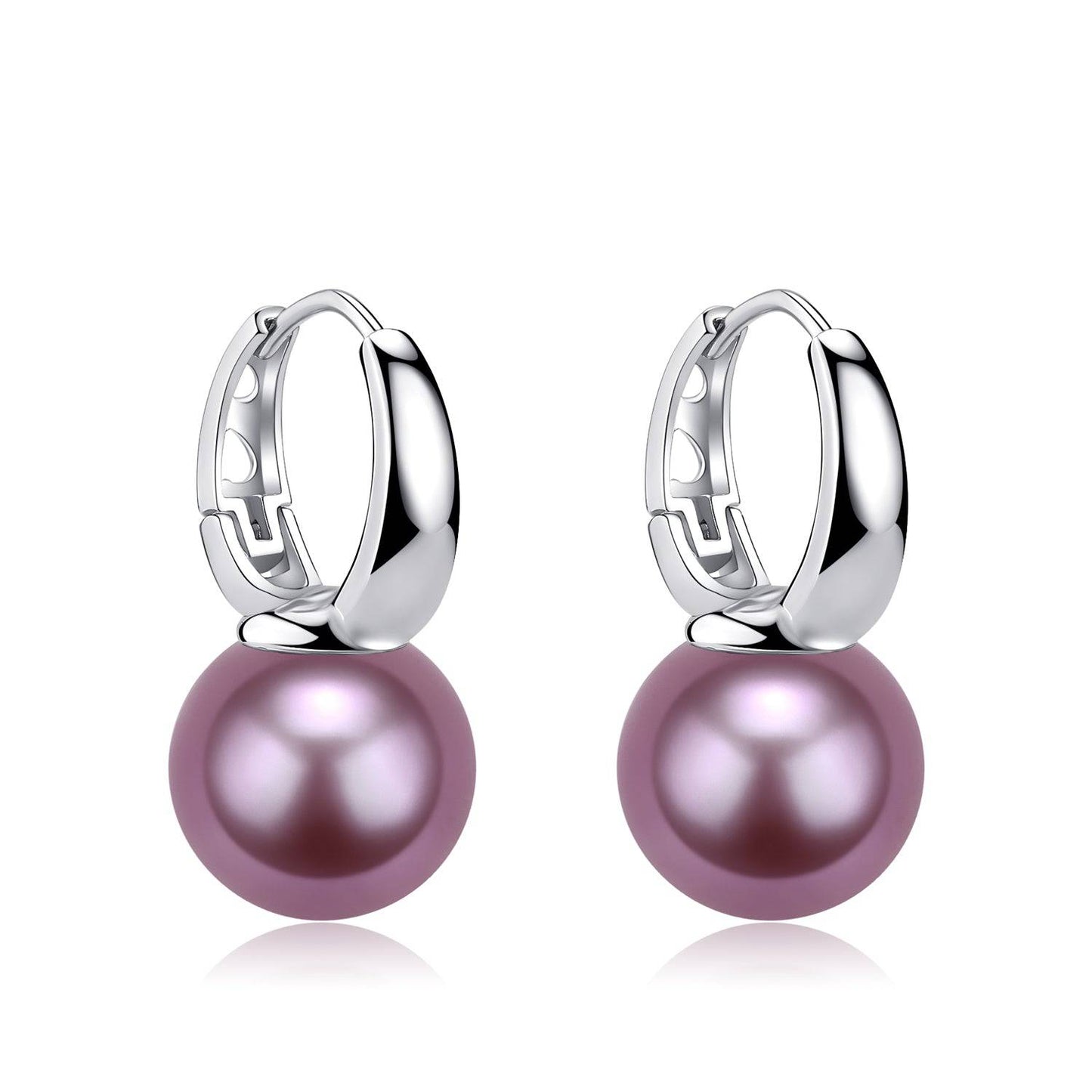 Round Freshwater Pearl Hoop Earrings in Sterling Silver