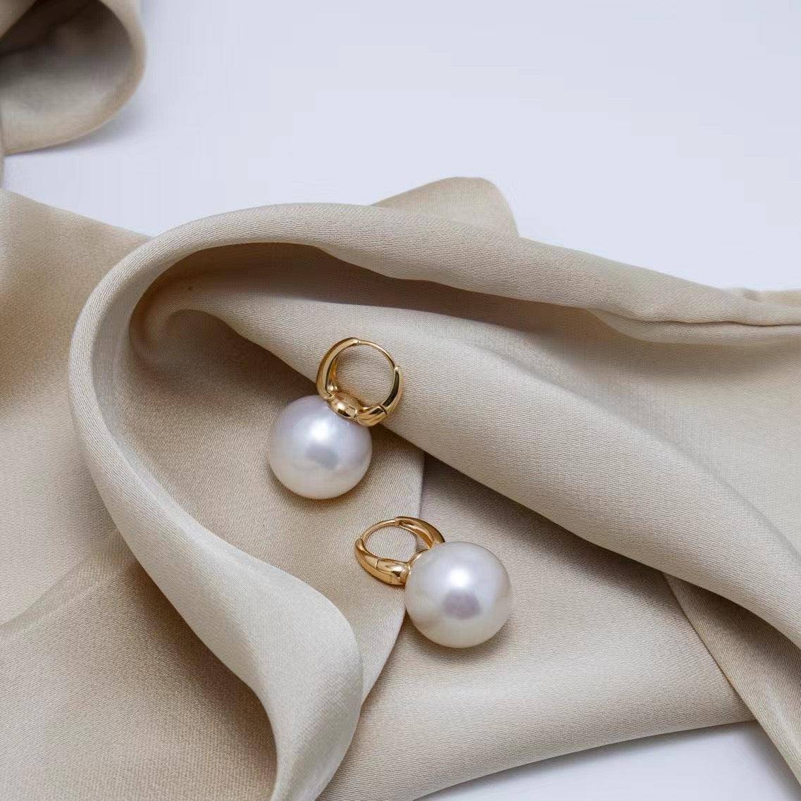 Round Freshwater Pearl Hoop Earrings in Sterling Silver