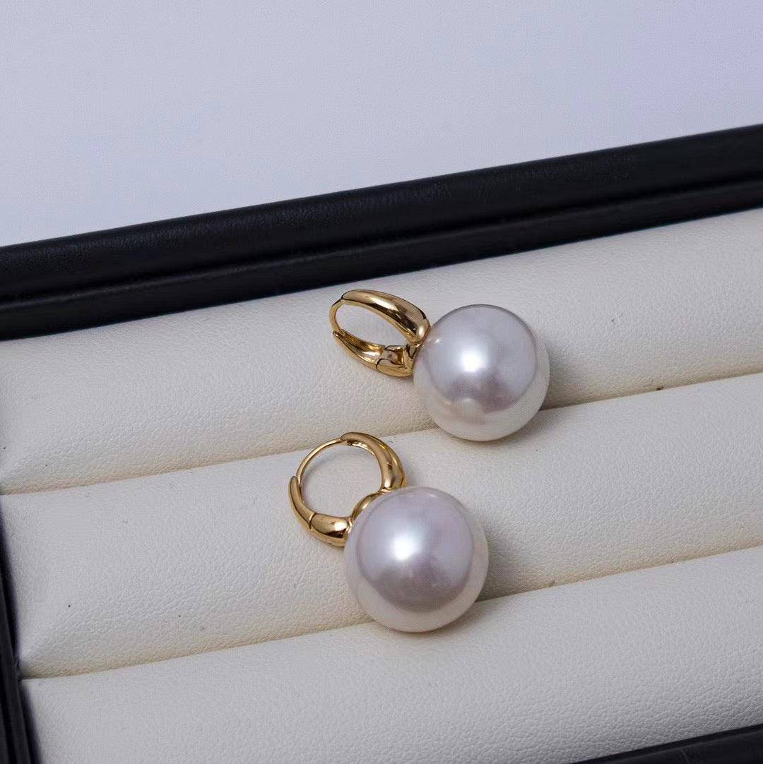 Round Freshwater Pearl Hoop Earrings in Sterling Silver