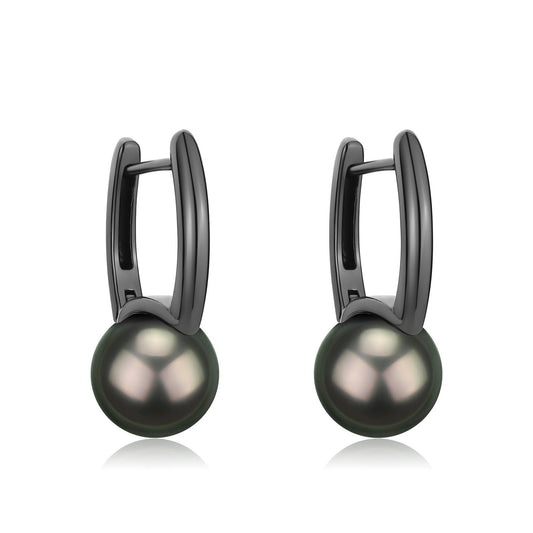 Tahitian Pearl and Noir Elegance Barrel Earrings