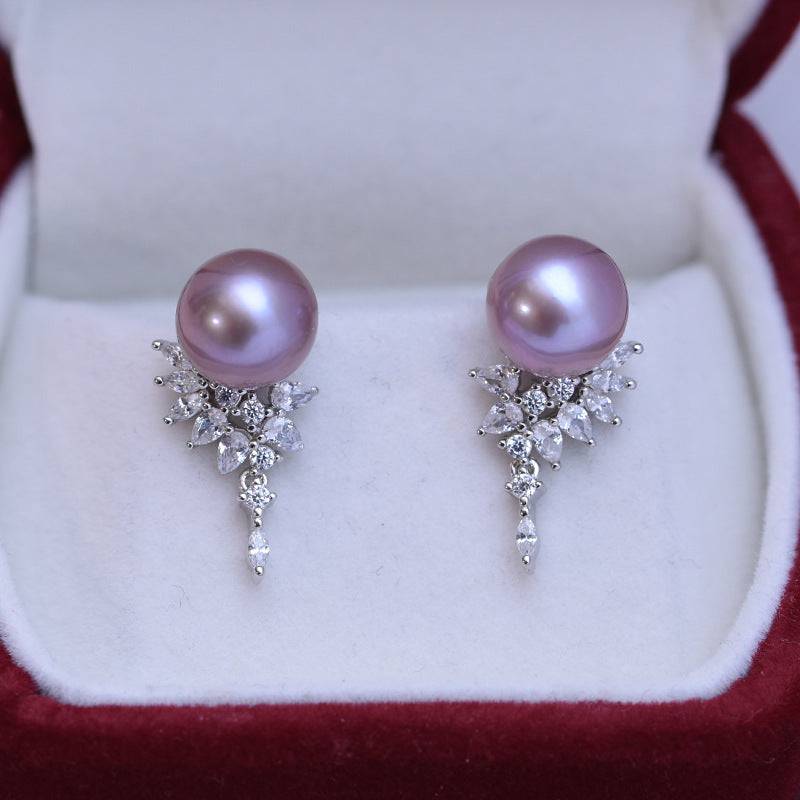 Freshwater Pearl and Sasha Drop Earrings in 9-10mm