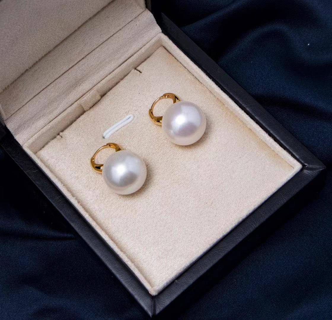 Round Hoop Freshwater Pearl Earrings in Various Sizes