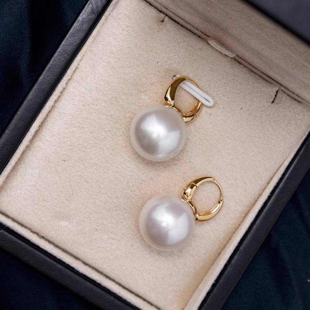 Round Hoop Freshwater Pearl Earrings in Various Sizes