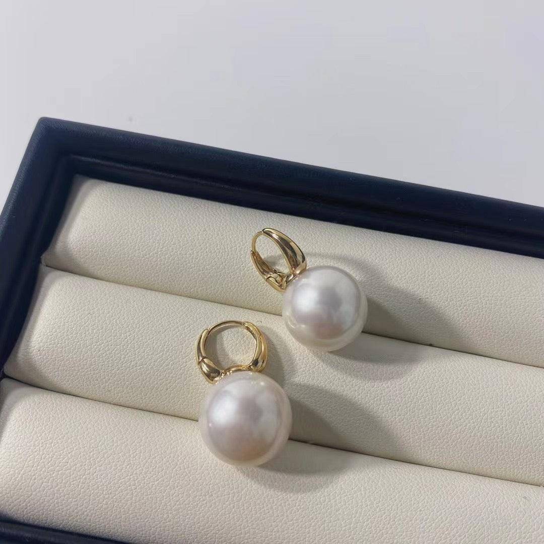 Round Hoop Freshwater Pearl Earrings in Various Sizes