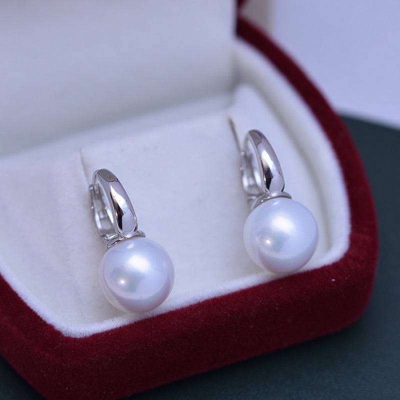 Round Hoop Freshwater Pearl Earrings in Various Sizes