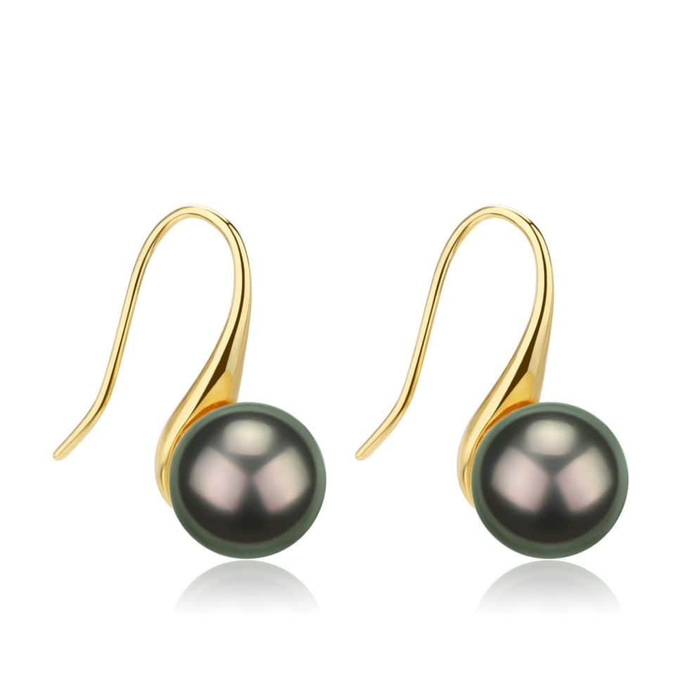 Classic Tahitian Pearl Hook Earrings in 9-11mm Size