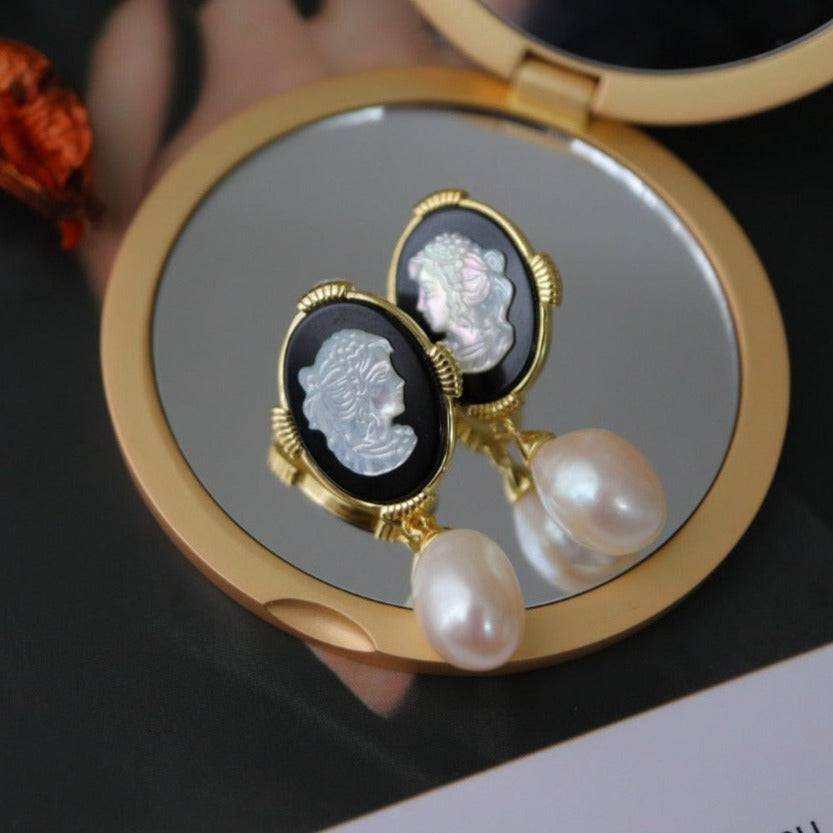 Cameo Freshwater Pearl Earrings