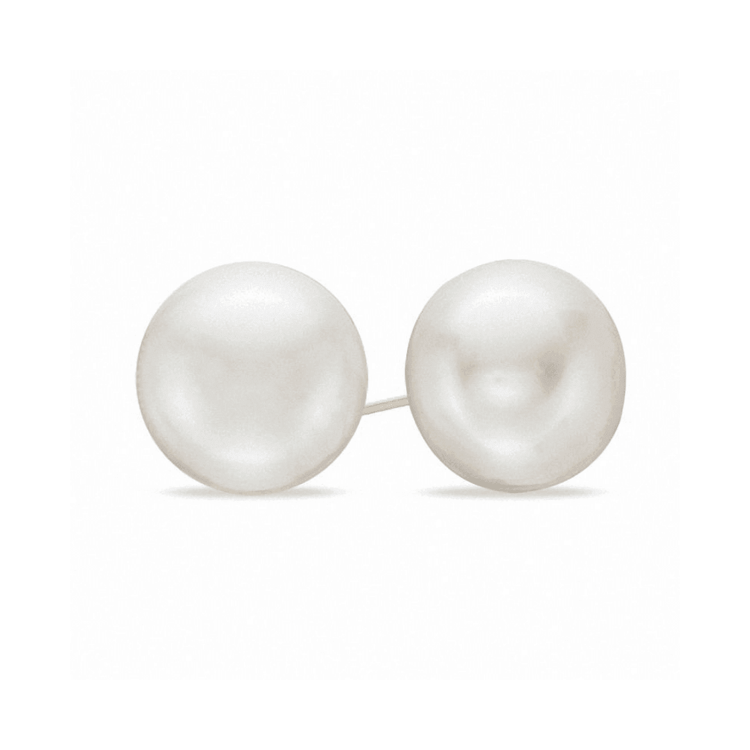 Black Button Freshwater Pearl Stud Earrings