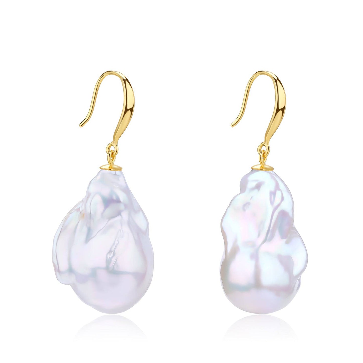 White Freshwater Baroque Pearl Earrings in Sterling Silver