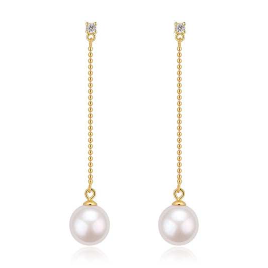 Long Natural Freshwater Pearl Earrings in Elegant Design