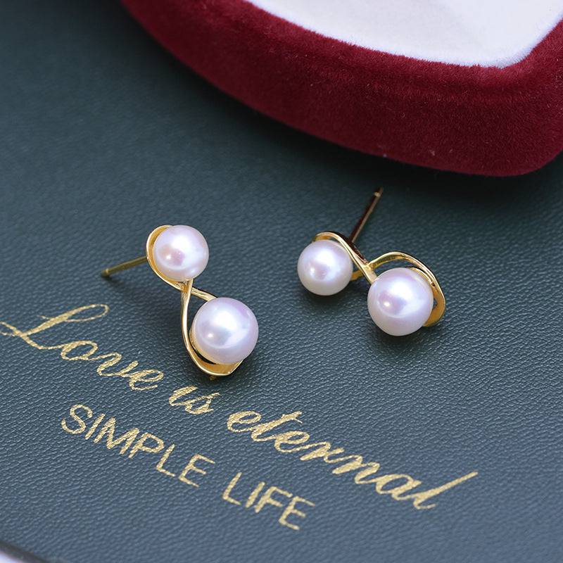 Freshwater Pearl Double Hoop Earrings