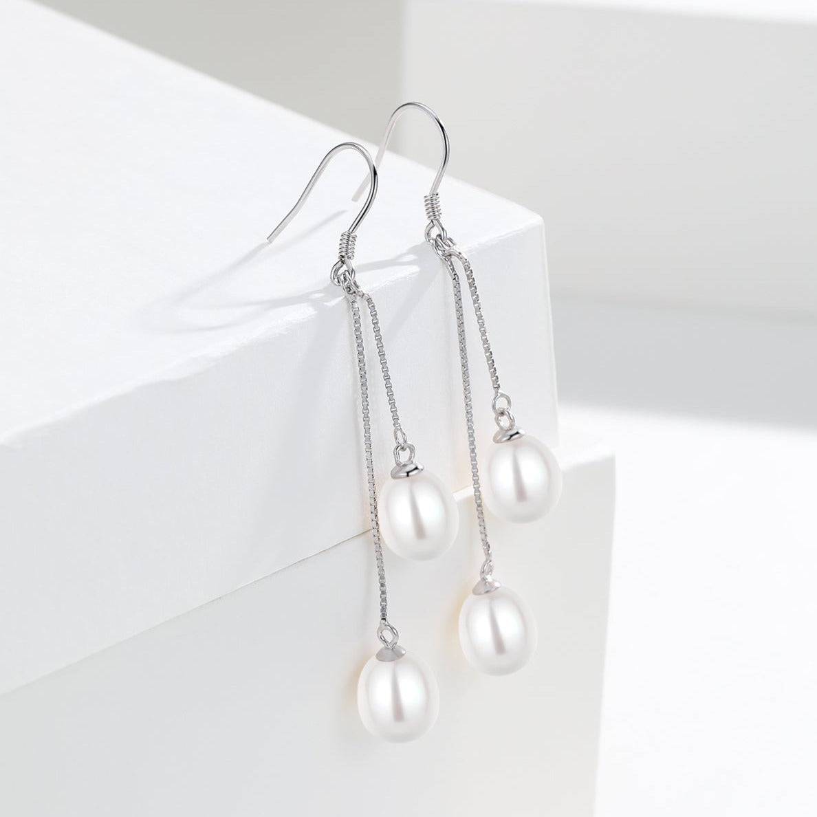 Freshwater Pearl Dangle Cluster Earrings in Dual Design