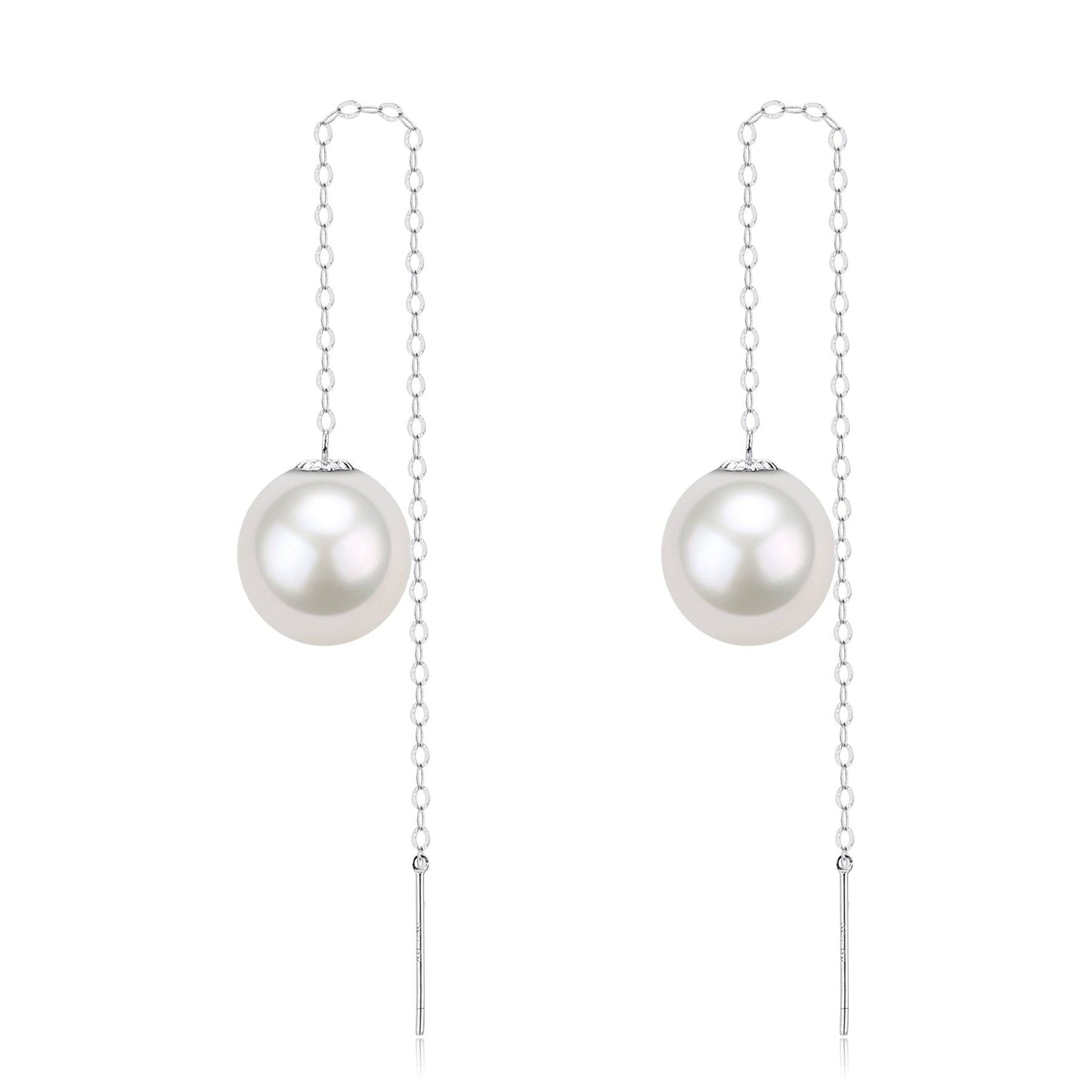 Pearl Drop Threader Earrings in Freshwater Style