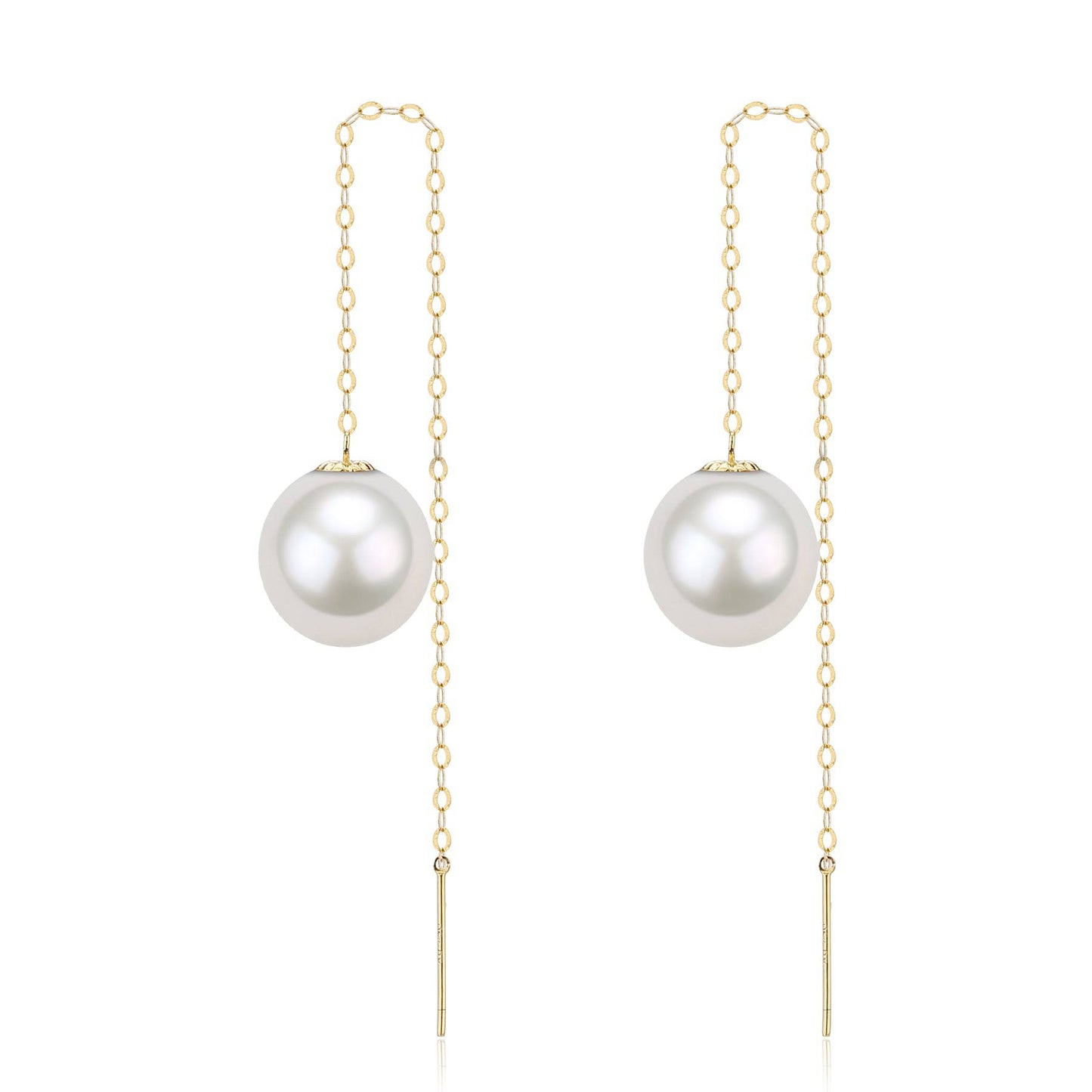 Pearl Drop Threader Earrings in Freshwater Style